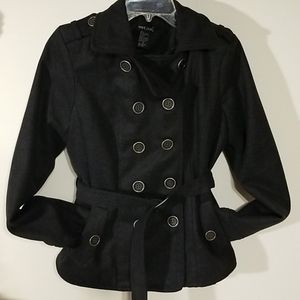 Wet Seal pea cot, black, size Medium, button up